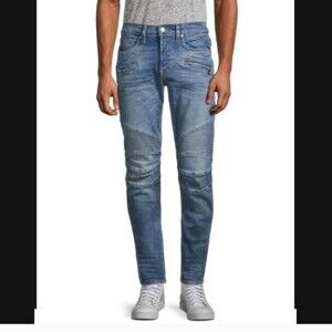 Hudson men's Jeans Blinder Biker moto Ribbed Stretch straight blue Jeans size 42